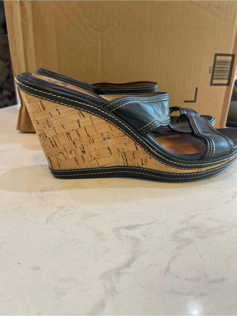 Söfft Black Leather Crossover Slide Sandals